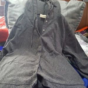 LL Bean women gray hoodie with snap buttons